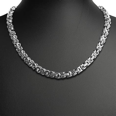 stainless steel byzantine box chain necklace|sterling silver byzantine chain necklace.